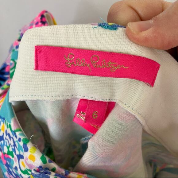 Lilly Pulitzer | Bright Colorful Floral Print Pants Stretchy Rayon Blend 6 - Picture 7 of 9